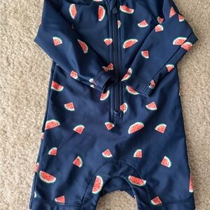 Old Navy Watermelon Print Blue Swimsuit 6-12 months